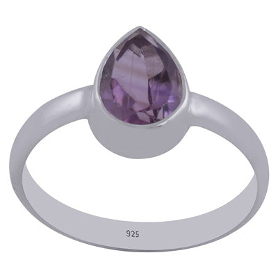 Beautiful Gemstone Amethyst Pear Shape 925 Sterling Solid Silver Ring - R1001267-1