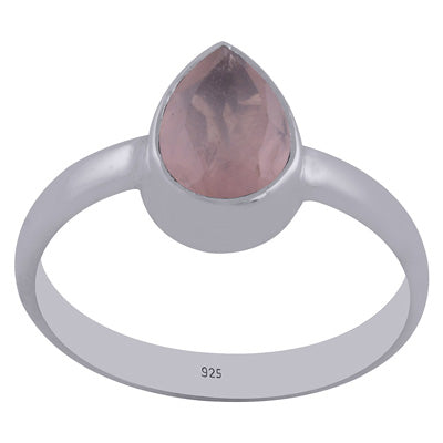 Beautiful Gemstone Rose Quartz Pear Shape 925 Sterling Solid Silver Ring - R1001267-10