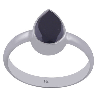 Beautiful Gemstone Black Onyx Pear Shape 925 Sterling Solid Silver Ring - R1001267-11