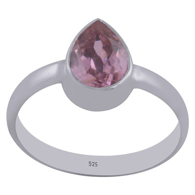 Beautiful Gemstone Pink Cubic Zirconia Pear Shape 925 Sterling Solid Silver Ring - R1001267-13