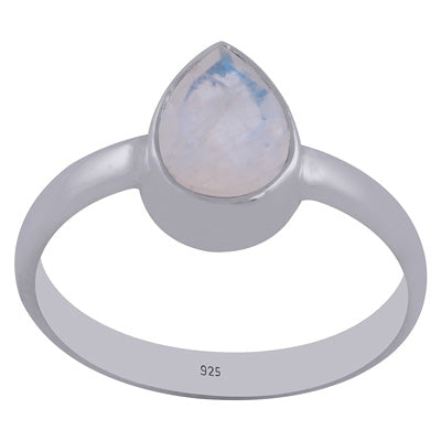 Beautiful Gemstone Rainbow Moonstone Pear Shape 925 Sterling Solid Silver Ring - R1001267-4