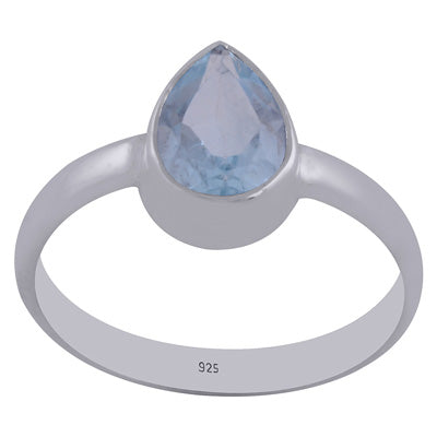 Beautiful Gemstone Blue Topaz Pear Shape 925 Sterling Solid Silver Ring - R1001267-6