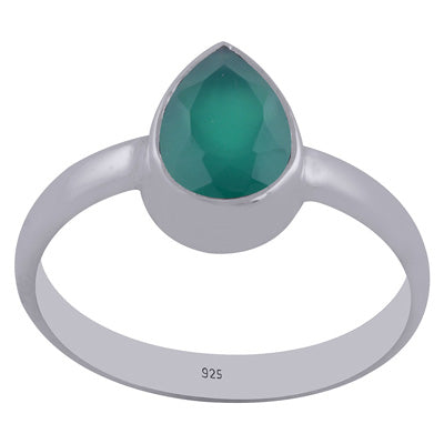 Beautiful Gemstone Green Onyx Pear Shape 925 Sterling Solid Silver Ring - R1001267-9