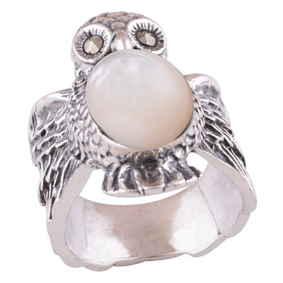 Marcasite, Mother Of Pearl 925 Sterling Silver Ring - R1001316-10