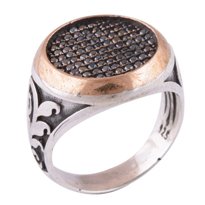 Black Cubic Zirconia 925 Sterling Silver Ring - R1001333-8