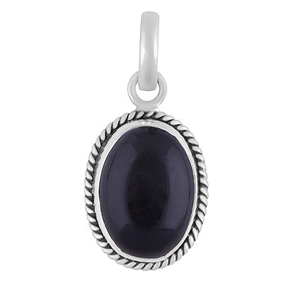 Authentic Wire Work Around Black Onyx Oval Shape 925 Sterling Solid Silver Pendant - R100139-12