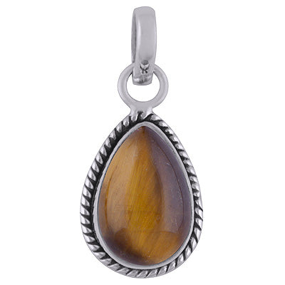 Authentic Wire Work Around Tiger's Eye Pear Shape 925 Sterling Solid Silver Pendants - R100139-48