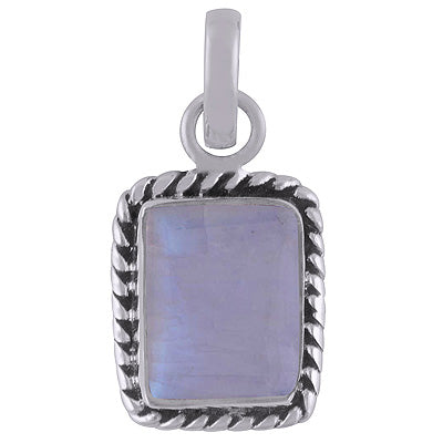 Authentic Wire Work Around Rainbow Moonstone Rectangle Shape 925 Sterling Solid Silver Pendants - R100139-49