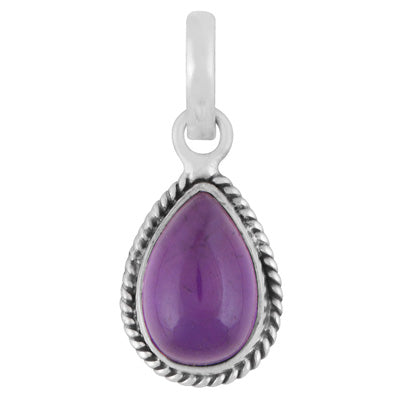 Authentic Wire Work Around Amethyst Pear Shape 925 Sterling Solid Silver Pendant - R100139-53