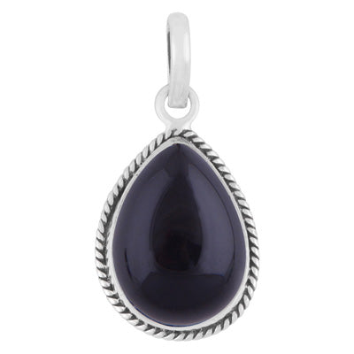 Authentic Wire Work Around Black Onyx Pear Shape 925 Sterling Solid Silver Pendant - R100139-55