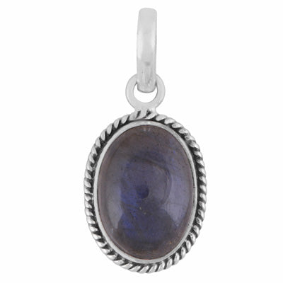 Authentic Wire Work Around Labradorite Oval Shape 925 Sterling Solid Silver Pendant - R100139-56