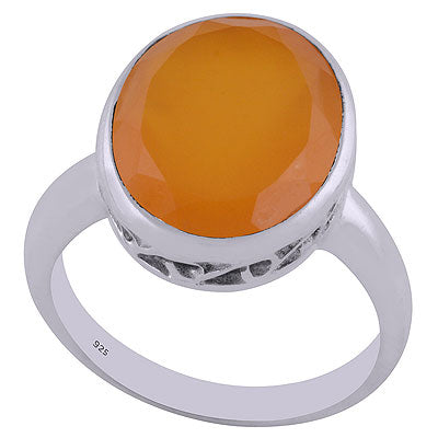 Beautiful Jali Cut Work Around Yellow Chalcedony Oval Shape 925 Sterling Solid Silver Ring - R1001438-63