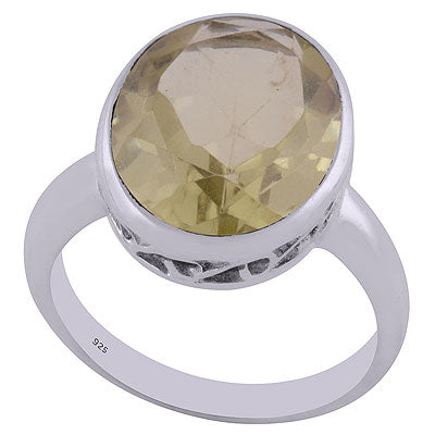 Beautiful Jali Cut Work Around Lemon Topaz Oval Shape 925 Sterling Solid Silver Ring - R1001438-97