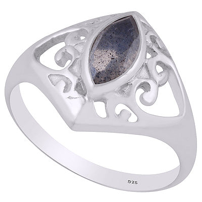 Gorgeous Pattern Around Labradorite Marquise Shape 925 Sterling Solid Silver Ring - R1001446-156