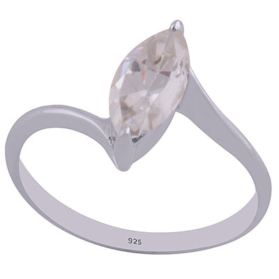 Gorgeous Prong Seated Gemstone White Cubic Zirconia Marquise Shape 925 Sterling Solid Silver Ring - R1001457-123