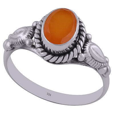 Alluring Handcrafted Work Around Carnelian Oval Shape 925 Sterling Solid Silver Ring - R1001591-42