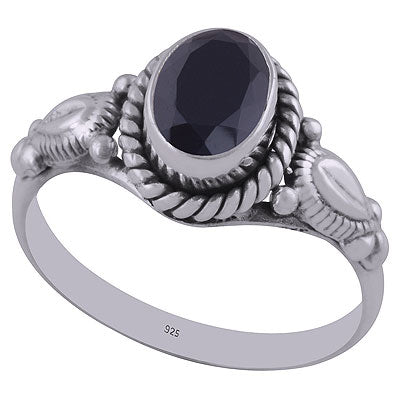 Alluring Handcrafted Work Around Black Onyx Oval Shape 925 Sterling Solid Silver Ring - R1001591-46