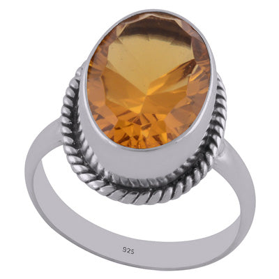 Alluring Twisted Wire Work Around Cubic Zirconia Oval Shape 925 Sterling Solid Silver Ring - R1001598-21