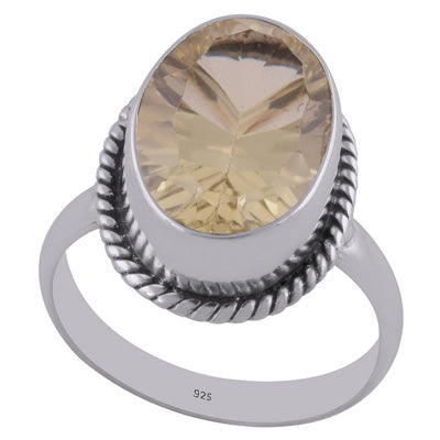 Alluring Twisted Wire Work Around Cubic Zirconia Oval Shape 925 Sterling Solid Silver Ring - R1001598-22