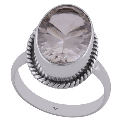 Alluring Twisted Wire Work Around Cubic Zirconia Oval Shape 925 Sterling Solid Silver Ring - R1001598-27
