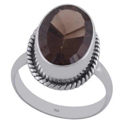 Alluring Twisted Wire Work Around Cubic Zirconia Oval Shape 925 Sterling Solid Silver Ring - R1001598-28