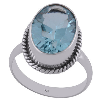 Alluring Twisted Wire Work Around Cubic Zirconia Oval Shape 925 Sterling Solid Silver Ring - R1001598-8