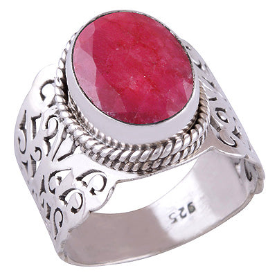 Red Corundum 925 Sterling Silver Ring - R1001605-18