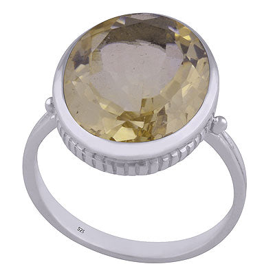 Minimal Rawa Around Gemstone Lemon Topaz Oval Shape 925 Sterling Solid Silver Ring - R1001619-6