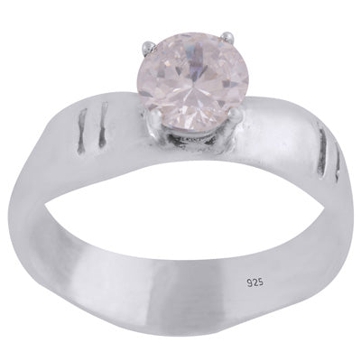 Gorgeous Sugar Cane White Cubic Zirconia Round Shape 925 Sterling Solid Silver Ring - R1001784-41