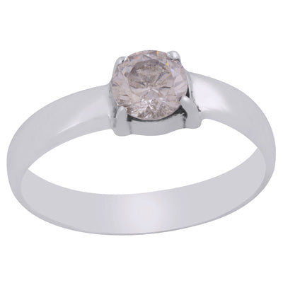Alluring Prong Seated Gemstone White Cubic Zirconia Round Shape 925 Sterling Solid Silver Ring - R1001784-45