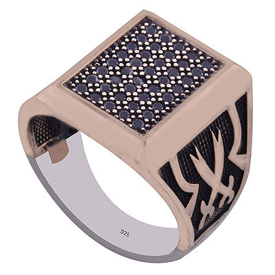Black Cubic Zirconia Silver & Brass 925 Sterling Silver Ring - R1001795-10