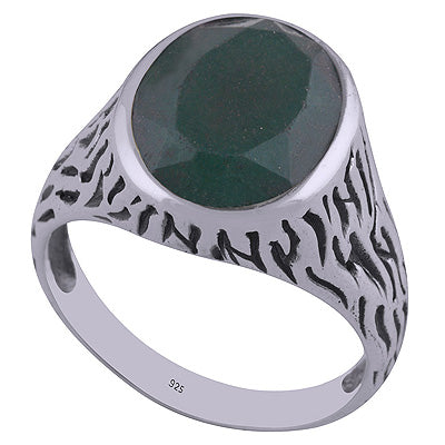 Green Jade 925 Sterling Silver Ring - R1001814-86