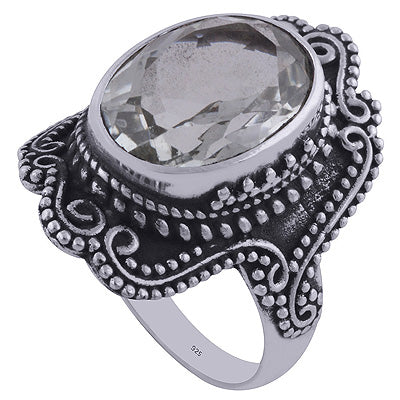 Green Amethyst 925 Sterling Silver Ring - R1001837-15