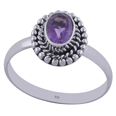 Gorgeous Rawa work Around Amethyst Oval Shape 925 Sterling Solid Silver Ring - R1001838-1