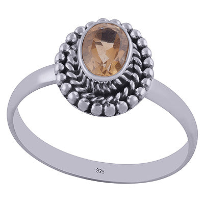 Gorgeous Rawa work Around Citrine Oval Shape 925 Sterling Solid Silver Ring - R1001838-17