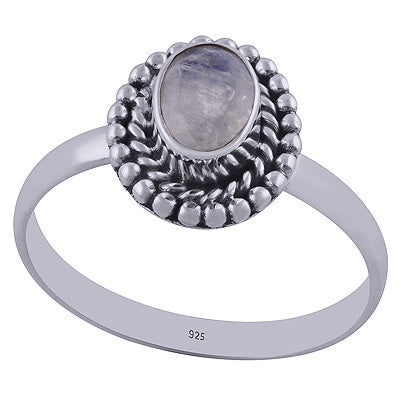 Gorgeous Rawa work Around Rainbow Moonstone Oval Shape 925 Sterling Solid Silver Ring - R1001838-23