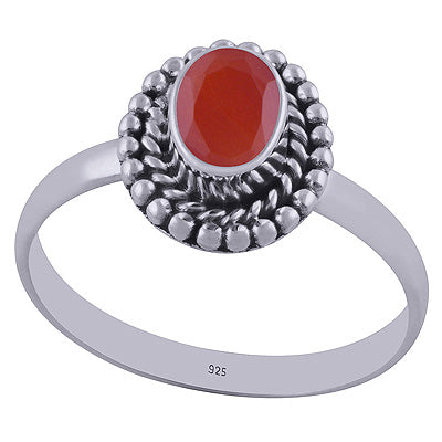Gorgeous Rawa work Around Carnelian Oval Shape 925 Sterling Solid Silver Ring - R1001838-34