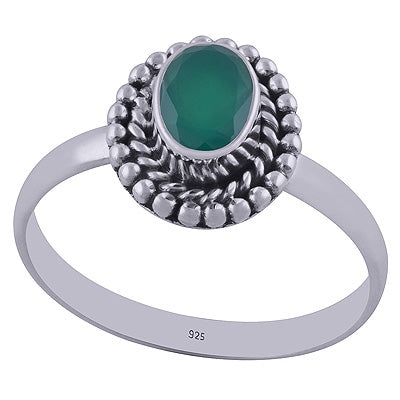 Gorgeous Rawa work Around Green Onyx Oval Shape 925 Sterling Solid Silver Ring - R1001838-35