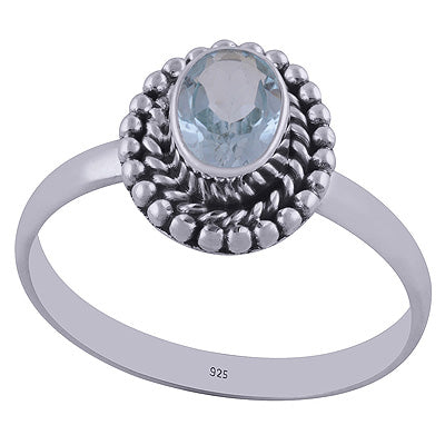 Gorgeous Rawa work Around Blue Topaz Oval Shape 925 Sterling Solid Silver Ring - R1001838-39