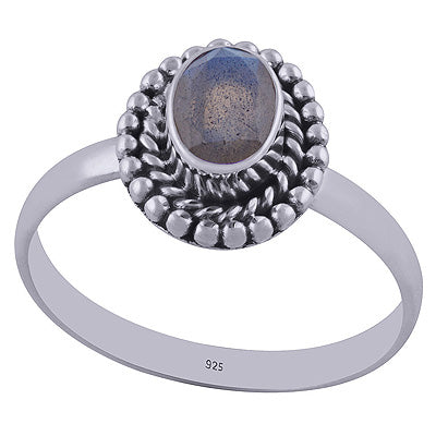 Gorgeous Rawa work Around Labradorite Oval Shape 925 Sterling Solid Silver Ring - R1001838-79