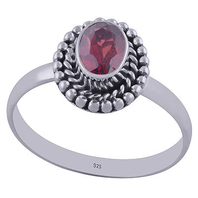 Gorgeous Rawa work Around Garnet Oval Shape 925 Sterling Solid Silver Ring - R1001838-8