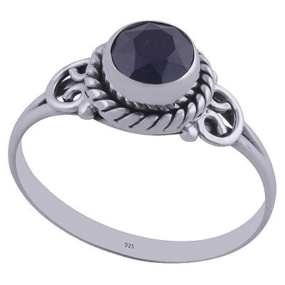 Gorgeous Handmade Work Around Black Onyx Round Shape 925 Sterling Solid Silver Ring - R1001841-26