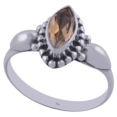 Gorgeous Embossed Rawa Work Around Citrine Marquise Shape 925 Sterling Solid Silver Ring - R1001849-16