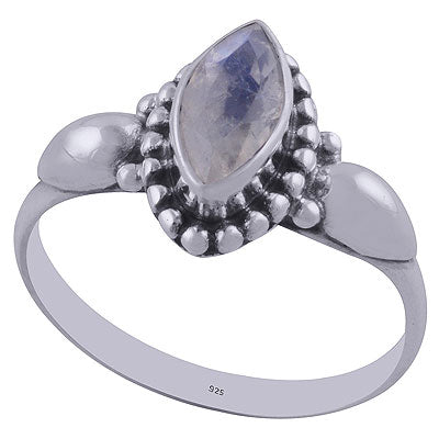 Gorgeous Embossed Rawa Work Around Rainbow Moonstone Marquise Shape 925 Sterling Solid Silver Ring - R1001849-20