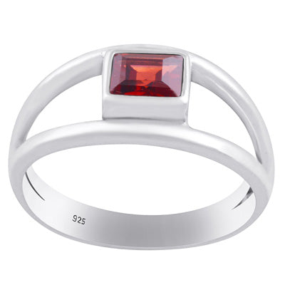Alluring Split Shank Around Garnet Rectangle Shape 925 Sterling Solid Silver Ring - R1001861-16