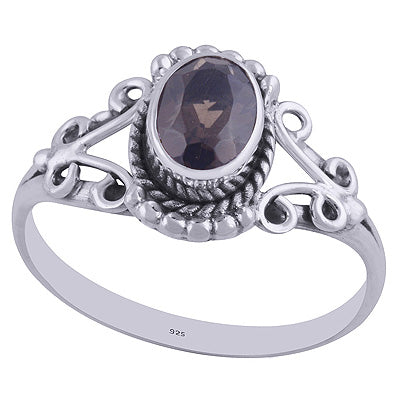Stunning Wire Coil Work Around Smoky Topaz Oval Shape 925 Sterling Solid Silver Ring - R1001871-29