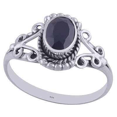 Stunning Wire Coil Work Around Black Onyx Oval Shape 925 Sterling Solid Silver Ring - R1001871-33
