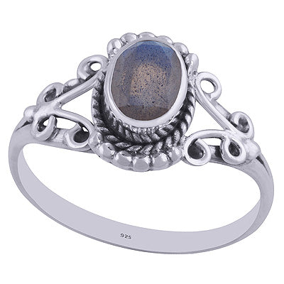 Stunning Wire Coil Work Around Labradorite Oval Shape 925 Sterling Solid Silver Ring - R1001871-76