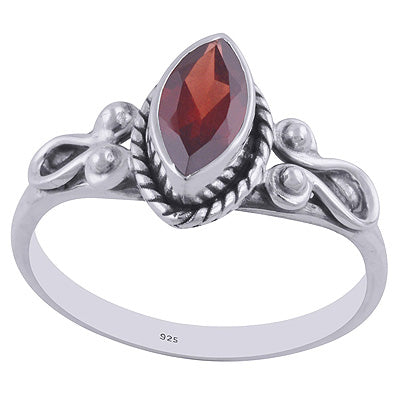 Alluring Handmade Work Around Garnet Marquise Shape 925 Sterling Solid Silver Ring - R1001880-5