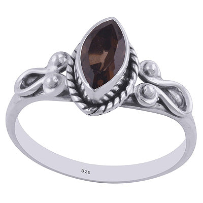 Alluring Handmade Work Around Smoky Topaz Marquise Shape 925 Sterling Solid Silver Ring - R1001880-78